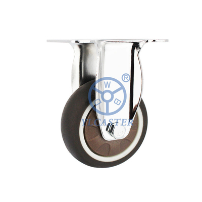Directional Wheels Fixed Plate Brown TPR Casters 2.5'' Diameter For Vending Machines