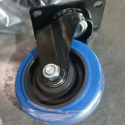 125x32mm Blue Soft TPR Wheels Directional Electrophoresis Fork Trolley Wheel TPR Casters Wholesale