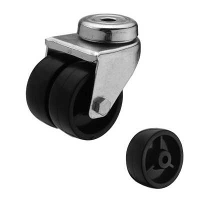 50mm Dual Wheel PP Casters With Lock Bolt Hole Plastic Swivel Casters For Furniture China