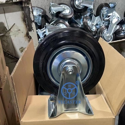 10'' Rubber Casters Solid Wheel Swivel Locking Stem Caster Wheels Industrial