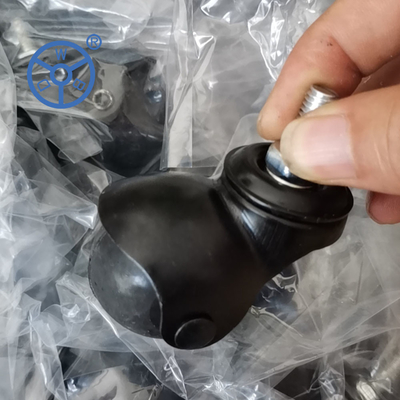 50mm Long Stem Black PP Swivel Ball Furniture Casters With Side Brake