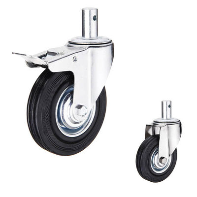 10'' Rubber Casters Solid Wheel Swivel Locking Stem Caster Wheels Industrial