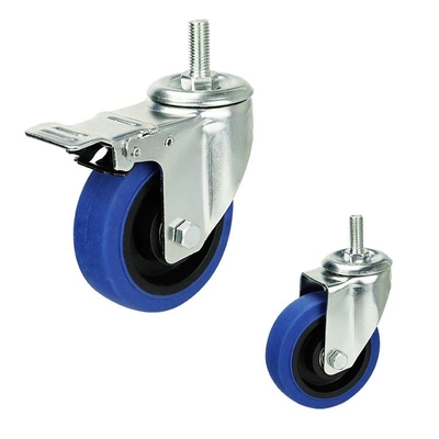4In Quiet Lockable TPR  Trolley Medium Duty Casters With M12x30mm Threaded Stem