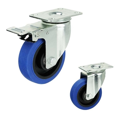 4In Quiet Lockable TPR  Trolley Medium Duty Casters With M12x30mm Threaded Stem