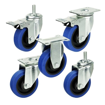 4In Quiet Lockable TPR  Trolley Medium Duty Casters With M12x30mm Threaded Stem