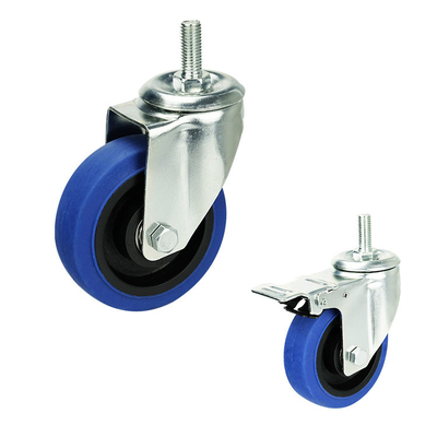 4In Quiet Lockable TPR  Trolley Medium Duty Casters With M12x30mm Threaded Stem
