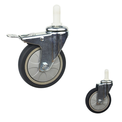 4 Inch Expanding Stem TPR Food Cart Wheels Soft Type Casters For Service Carts Manufacturer China