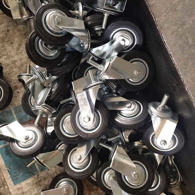 10'' Rubber Casters Solid Wheel Swivel Locking Stem Caster Wheels Industrial