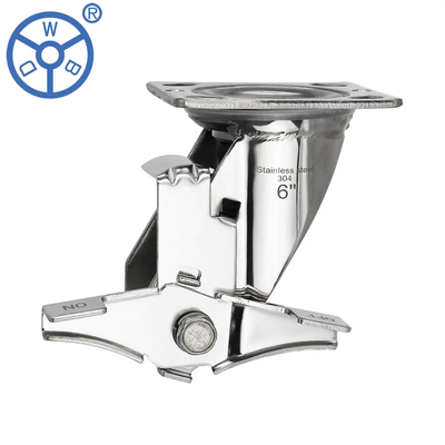 500-lb Capacity 105mm Stainless Steel Plate Mount Caster With Dual Ball Bearings And Total Lock