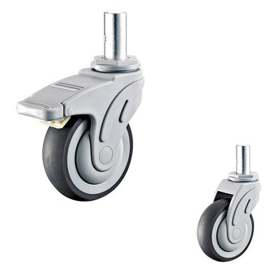 96x63mm Plate Mount Casters 5 Inch Swivel Locking Medical Caster Wheels Bulk