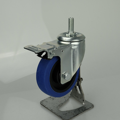 4In Quiet Lockable TPR  Trolley Medium Duty Casters With M12x30mm Threaded Stem